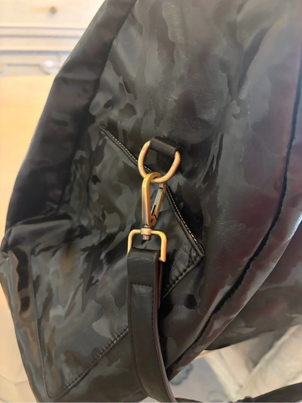 Black Camo LARGE and small duffle Bag with Gold Hardware